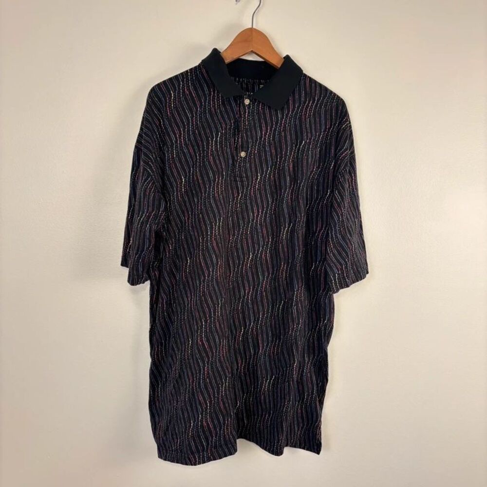 Tundra Mens XL VTG 90s Coogi Style Polo Shirt Mercerized Colorful